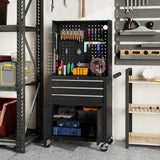 Rolling Tool Cabinet with Pegboard, Lockable Tool Chest, Mobile Tool Storage Organizer for Garage and Workshop
