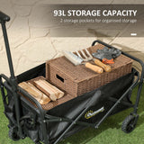 Chariot de jardin pliable pliant, chariot lourd pour pelouse avec roues universelles et poignée ajustable