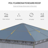 10' x 10' Polycarbonate Hardtop Gazebo Canopy, Outdoor Patio Gazebo with Aluminum Frame & Curtains