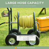 Chariot Enrouleur de Tuyau de Jardin, Organiseur Portatif de Tuyau avec Système Guide Tuyau, 4 Roues et Panier Rangement pour Cour