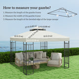 10' x 10' Gazebo Canopy Replacement Cover, 2-Tier Garden Gazebo Roof Replacement