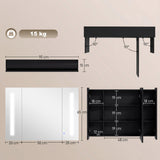 Bathroom Mirror Cabinet with LED and Adjustable Shelves