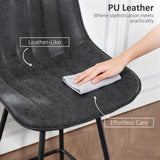 Ensemble de 2 tabourets de comptoir, tabourets de bar rembourrés en cuir PU avec dossier, repose-pieds et pieds en acier