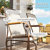 Outdoor 2-Person Glider Bench, Outside Swing Glider Chair Loveseat with Breathable Mesh, Steel Frame