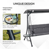 Chaise Balançoire d'Extérieur 3 Places, Banc Balançoire Acier, Balançoire de Porche avec Auvent Réglable