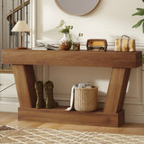 63 Inch Vintage Console Table, Narrow Entryway Table with Open Shelf for Living Room