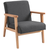 Fauteuil d'appoint Mid-Century Modern Fauteuil rétro en tissu avec accoudoirs en bois et rembourrage pour salon
