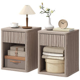 Nightstand with Drawer and Open Shelf, Modern Bedside Table Set of 2 for Bedroom Living Room