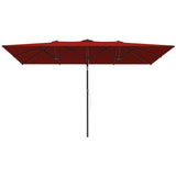 Double-Sided Patio Umbrella Parasol with Tilt, Adjustable Height, Vents and 12 Ribs