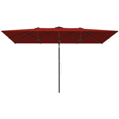 Double-Sided Patio Umbrella Parasol with Tilt, Adjustable Height, Vents and 12 Ribs