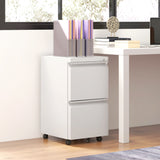 Mobile Vertical Filing Cabinet with Lock, 2-Drawer Steel File Cabinet with Adjustable Hanging Bar for Letter, A4 and Legal Size