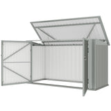7.6 x 3.4ft Outdoor Storage Shed, 3 Garbage Bin Shed Organizer with Lockable Double Doors
