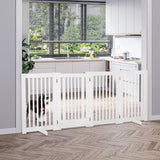 Free Standing Wooden Pet Gate Indoor Dog Barrier Foldable Step Over Doorway Fence Safety Gate with Open Door