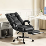 Executive Office Chair, Pet-Friendly Leather Ergonomic Desk Chair with Footrest, Swivel Recliner