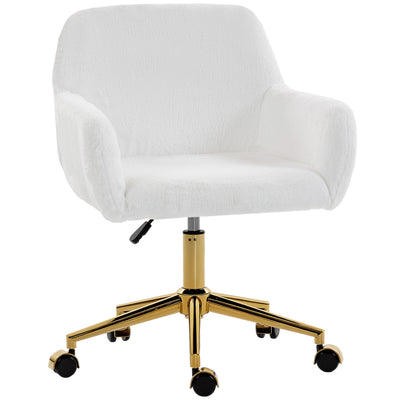 Office Chair, Faux Rabbit Fur Upholstered Vanity Desk Chair