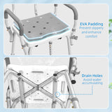 Adjustable Shower Chair with Arms Back and Padded Seat