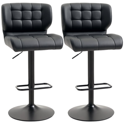 Swivel PU Leather Barstools Set of 2 Adjustable Bar Stools with Footrest Back for Kitchen Counter Dining Room