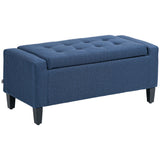 Storage Ottoman Bench, Linen Upholstered Bench with Tufted Design