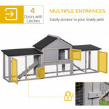 Large Rabbit Hutch Wood Bunny Cage Outdoor Guinea Pig House with Double Runs Slide Out Tray Ramps