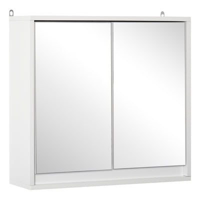 Wall Mounted Bathroom Medicine Cabinet Mirrored Cabinet with Hinged Door 2-Tier Storage Shelves