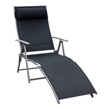 Outdoor Folding Chaise Lounge Chair Steel Portable Recliner with 7 Adjustable Backrest Positions