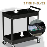 Rolling Tool Cart, 2 Tier Mobile Service Utility Cart with Wheels