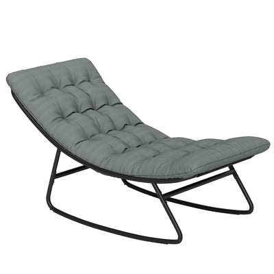 Outdoor Patio Rocking Chair with Cushion, Steel Frame Balcony Chair with Mesh Deep Seat for Porch