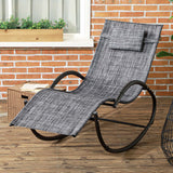 Outdoor Rocking Chair, Patio Zero Gravity Rocker with Mesh Seat and Padded Pillow for Indoor