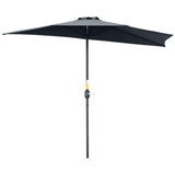 9ft Half Round Umbrella Outdoor Patio Garden Balcony Parasol Window Sun Shade w/ 5 Ribs