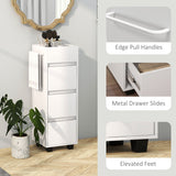 Slim Bathroom Cabinet, Bathroom Storage Cabinet with 4 Top Compartments, 3 Drawers & Towel Rack for Narrow Spaces