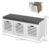 Banc de rangement pour chaussures rembourré avec coussin, avec 3 tiroirs, grand espace de rangement, tabouret de banc pour salon, meuble d'entrée