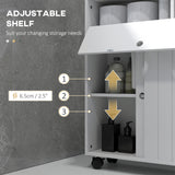 Bathroom Storage Cabinet, Bathroom Cabinet with 4 Rolling Wheels and Paper Holes