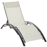 Patio Lounge Chair, Aluminum Reclining Outdoor Tanning Chair with 5-Level Adjustable Backrest, Head Pillow and Breathable Mesh Fabric