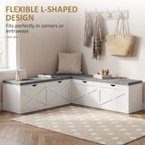 Shoe Bench L-Shaped Shoe Storage Bench Padded Cushion for Entryway Corner