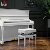 Banc de piano ajustable avec rangement et coussin en simili-cuir PU doux