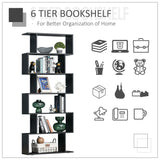 Étagère en bois en forme de S, 6 niveaux, rangement, meuble de bureau à domicile