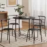 5 Piece Dining Table Set, Space Saving Round Dining Set for 4 with Metal Frame for Small Spaces