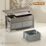Lift Top Coffee Table, Center Table with 3 Hidden Compartments, 2 Fabric Drawers
