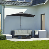 9.8ft Half Umbrella Semi Round Patio Parasol with Crank Handle