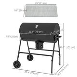 Barrel Charcoal BBQ Smoker, Barbecue with 420 sq.in. Cooking Area, Wheels