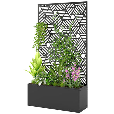 Metal Planter Box with Trellis, 44.5