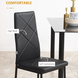 Dining Chairs Set of 4, Modern Accent Chair with High Back, Upholstery Faux Leather and Steel Legs for Living Room