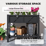 Jardinière surélevée en bois, bac de plantation avec tablette de rangement, 34