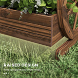 2-Tier Raised Garden Bed, Wooden Wagon Planter Boxes with Drainage Holes