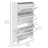 Narrow Shoe Storage with 3 Flip Drawers and Adjustable Shelves, Shoe Cabinet Organizer for 12 Pairs of Shoes