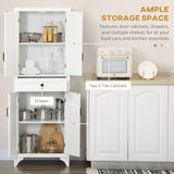 Freestanding Storage Cabinet, Kitchen Pantry Cabinet with 2 Shelves, 4 Doors