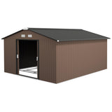 11' x 13'Garden Storage Shed w/ Foundation Kit Metal Tool Storage House w/ Double Doors