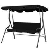 Outdoor Porch Swing with Adjustable Canopy, 3-Seater Patio Swing Chair with Cushion