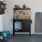 Multipurpose Tool Workbench for Garage, Garage Bench with Storage Drawer, Lockable Cabinet