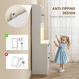 Tall Kitchen Pantry with LED Light, Freestanding Storage Cabinet with Hutch, Shelves, Drawer
